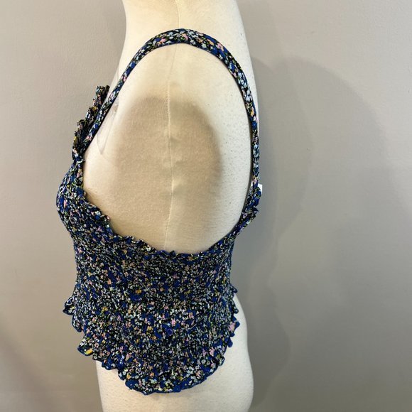 NWOT BP Floral Smock Tank Top IN Black- Blue Maisey Ditsy (S) - Picture 5 of 10